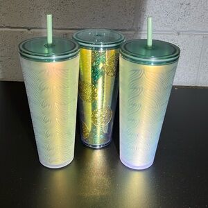 Starbucks tumbler cups‎ nwt mermaid fins 🧜‍♀️ gold glitter 24 fl oz